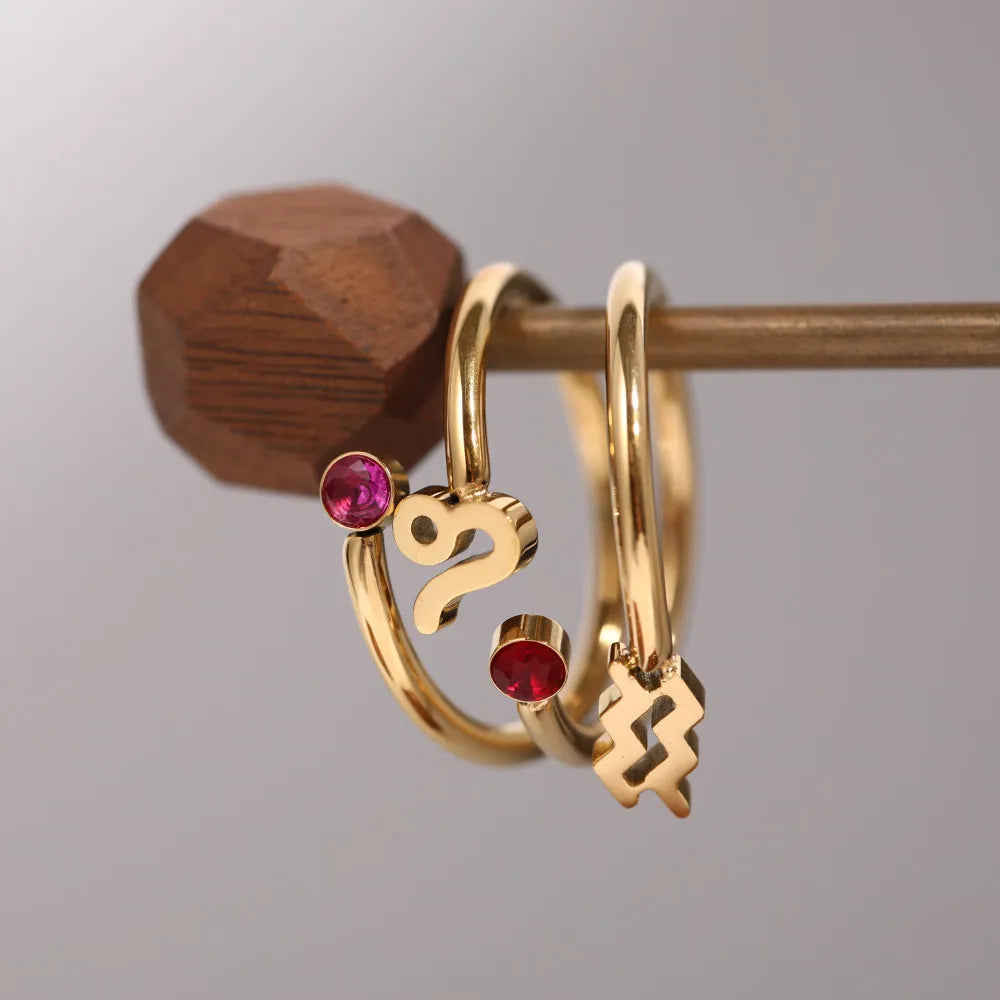 Star Sign & Birth Stone Rings / 18K Gold Plated - Nina Kane Jewellery