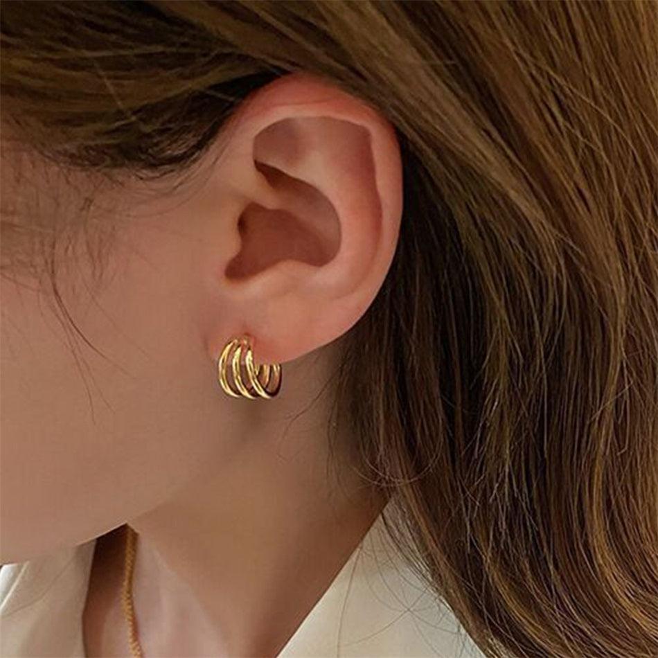 Holly Triple Hoop Earrings / Stainless Steel - Nina Kane Jewellery