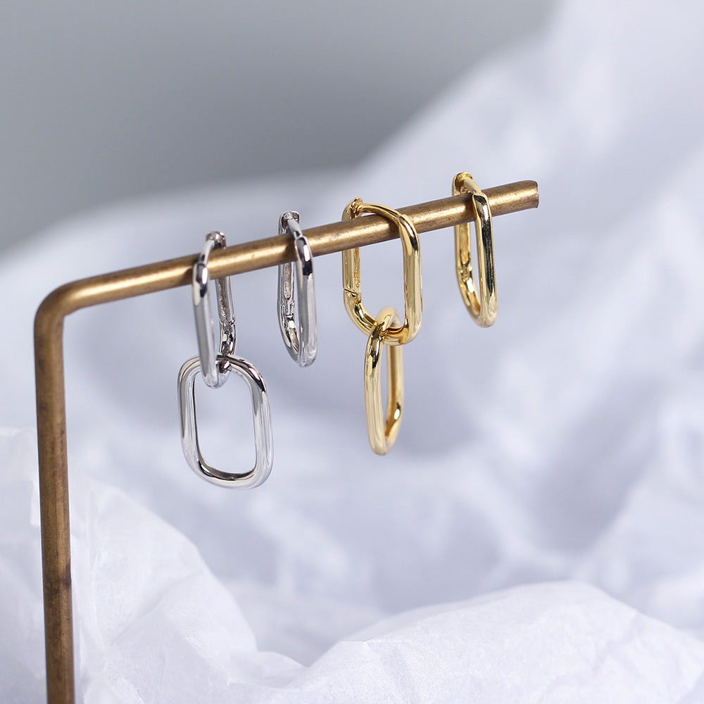 Thea Geometric Double Hoop Earrings / 925 Sterling Silver