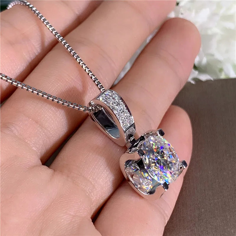 Rosalie Square Diamond Necklace / 925 Silver Plated - Nina Kane Jewellery