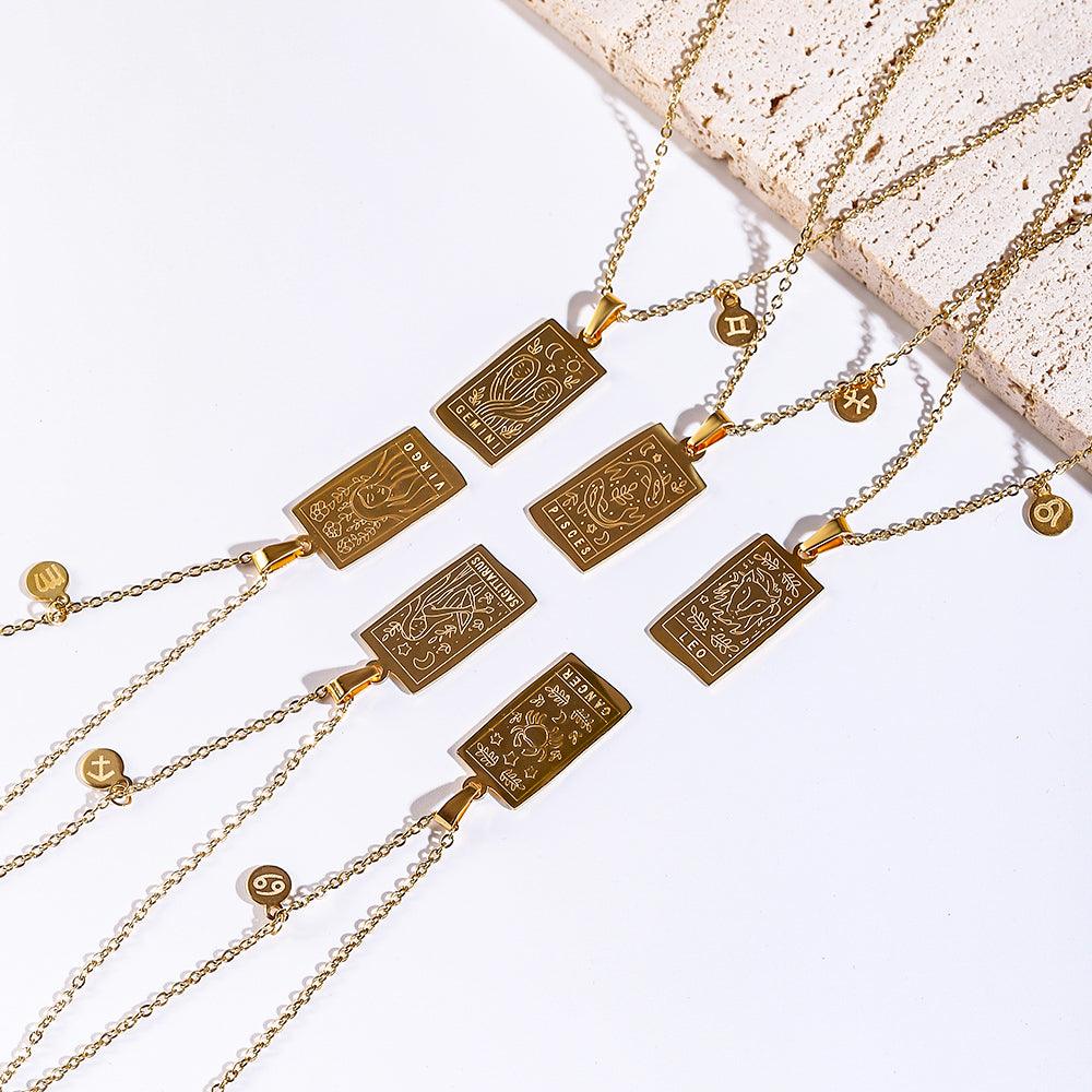 Atlantis Irregular Shape Zodiac Pendants / 18K Gold Plated - Nina Kane Jewellery