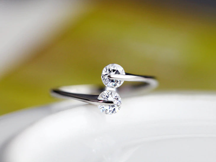 Evelyn Double Stone Ring / 925 Sterling Silver - Nina Kane Jewellery
