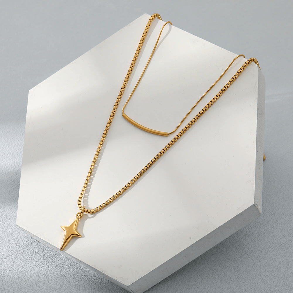 Lianna Star Double Chain / 18K Gold Plated - Nina Kane Jewellery