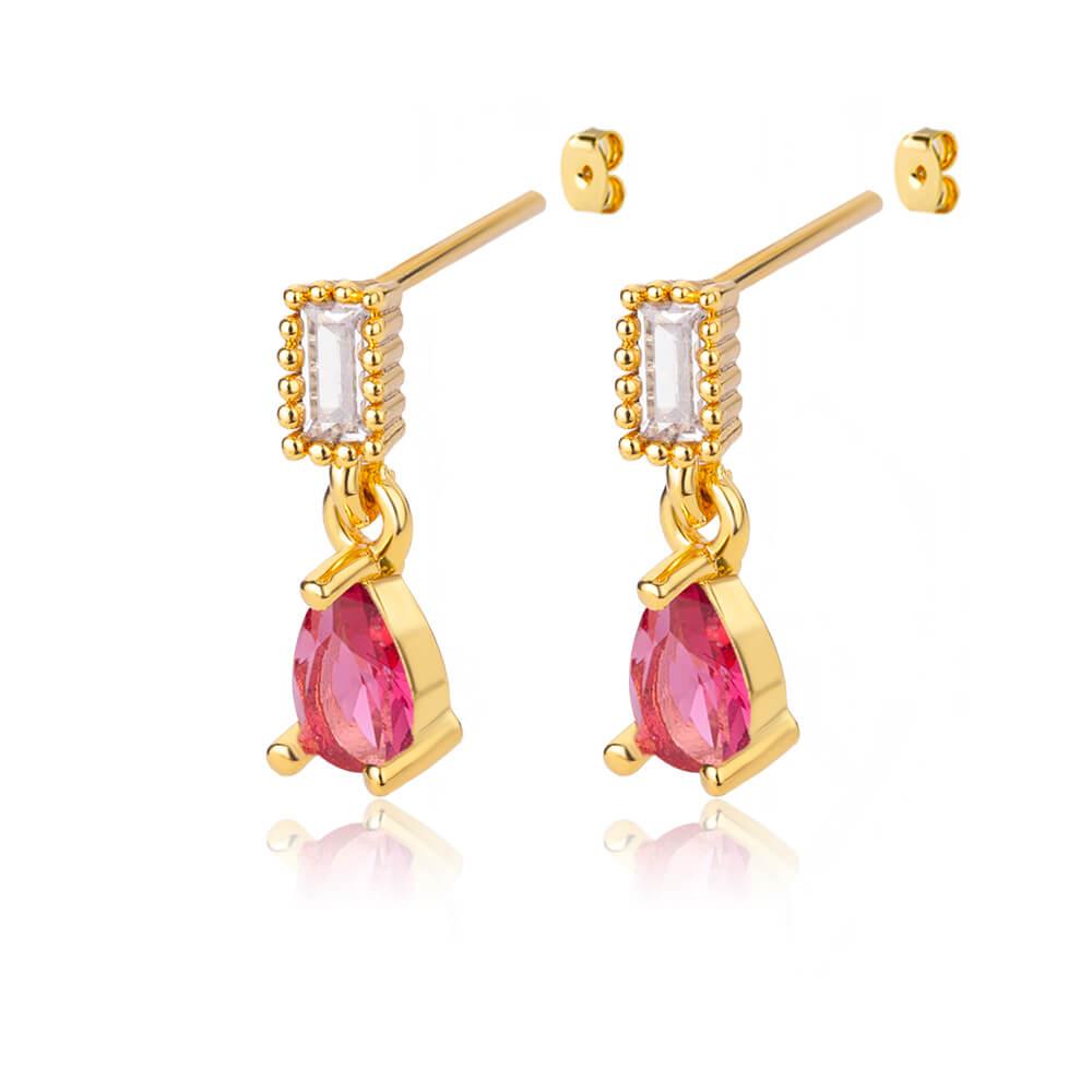 Pink Duchesina Teardrop Earrings / Stainless Steel - Nina Kane Jewellery