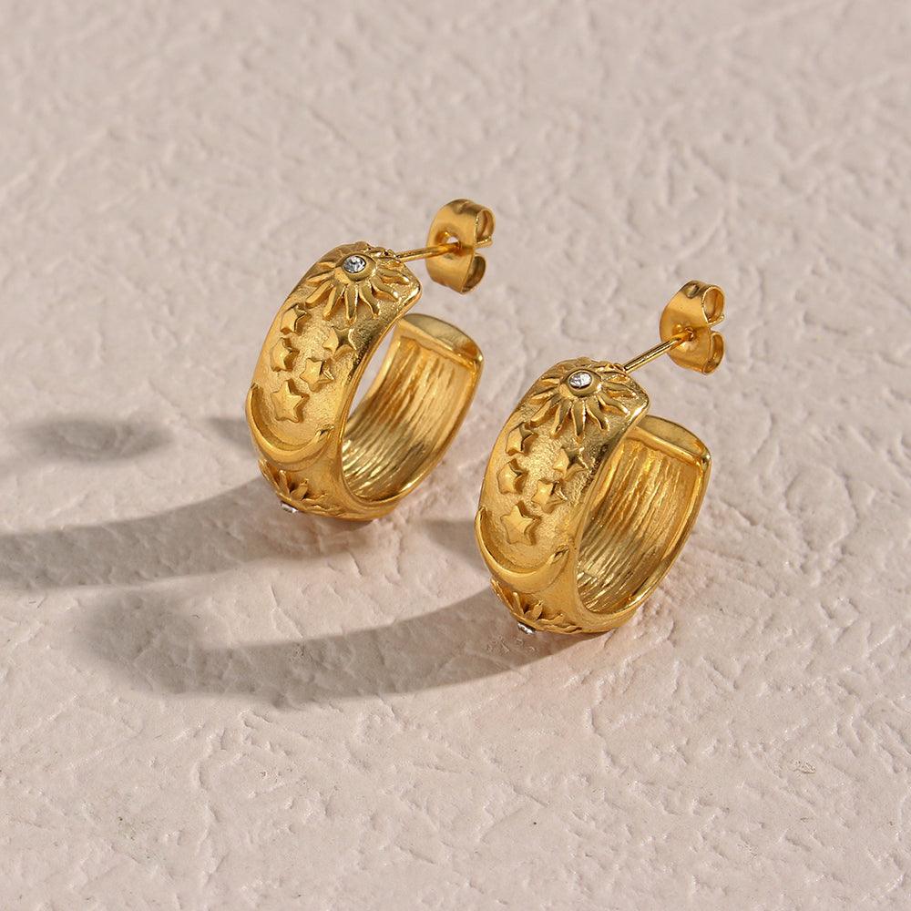 Jordan Celestial Hoop Earrings / Stainless Steel - Nina Kane Jewellery