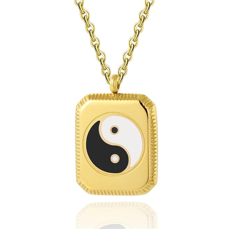 Poppy Ying Yang Pendant Necklace / Stainless Steel - Nina Kane Jewellery