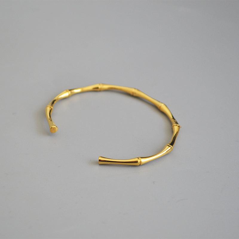 Amina Bamboo Joint Bangle / Stainless Steel - Nina Kane Jewellery