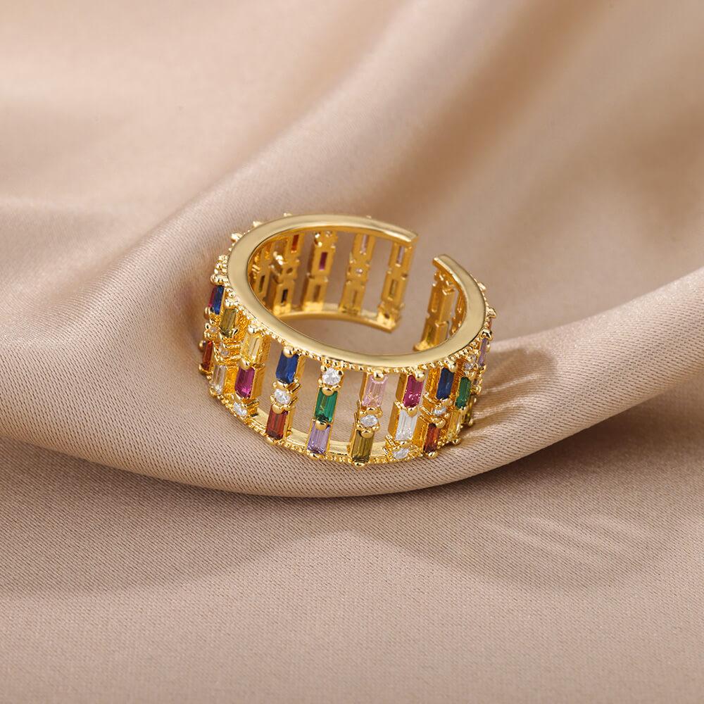 Tallulah Geometric Rainbow Ring / Stainless Steel - Nina Kane Jewellery
