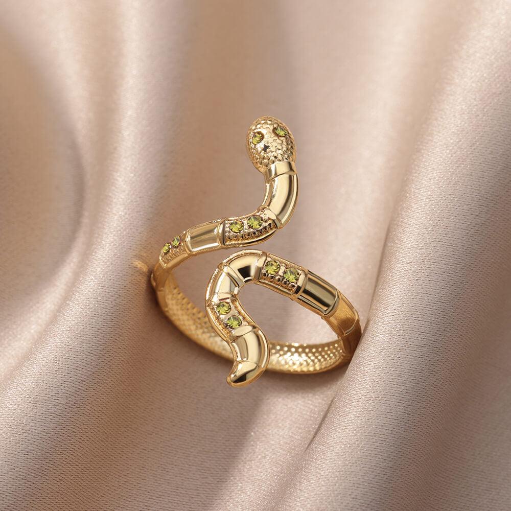 Wendy Crystal Snake Rings / Stainless Steel - Nina Kane Jewellery