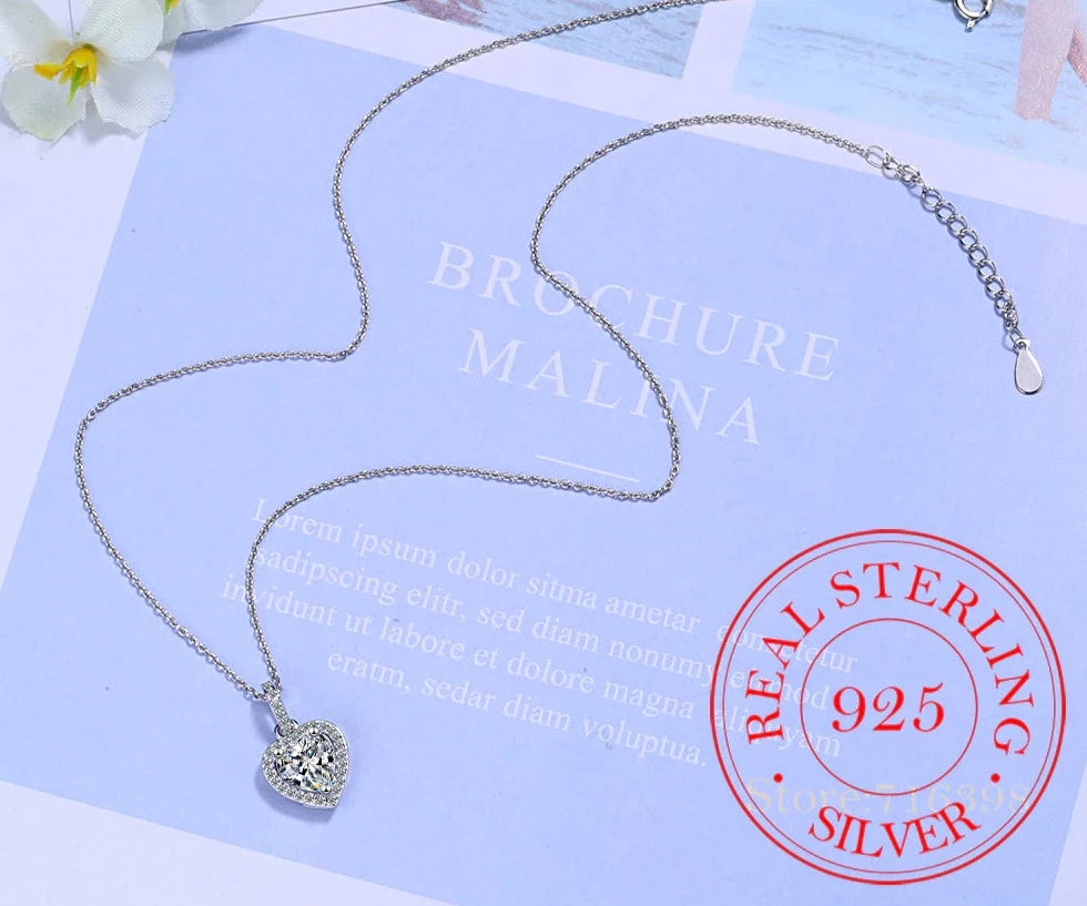 Selene Luxury Heart Shaped Necklace / 925 Sterling Silver - Nina Kane Jewellery