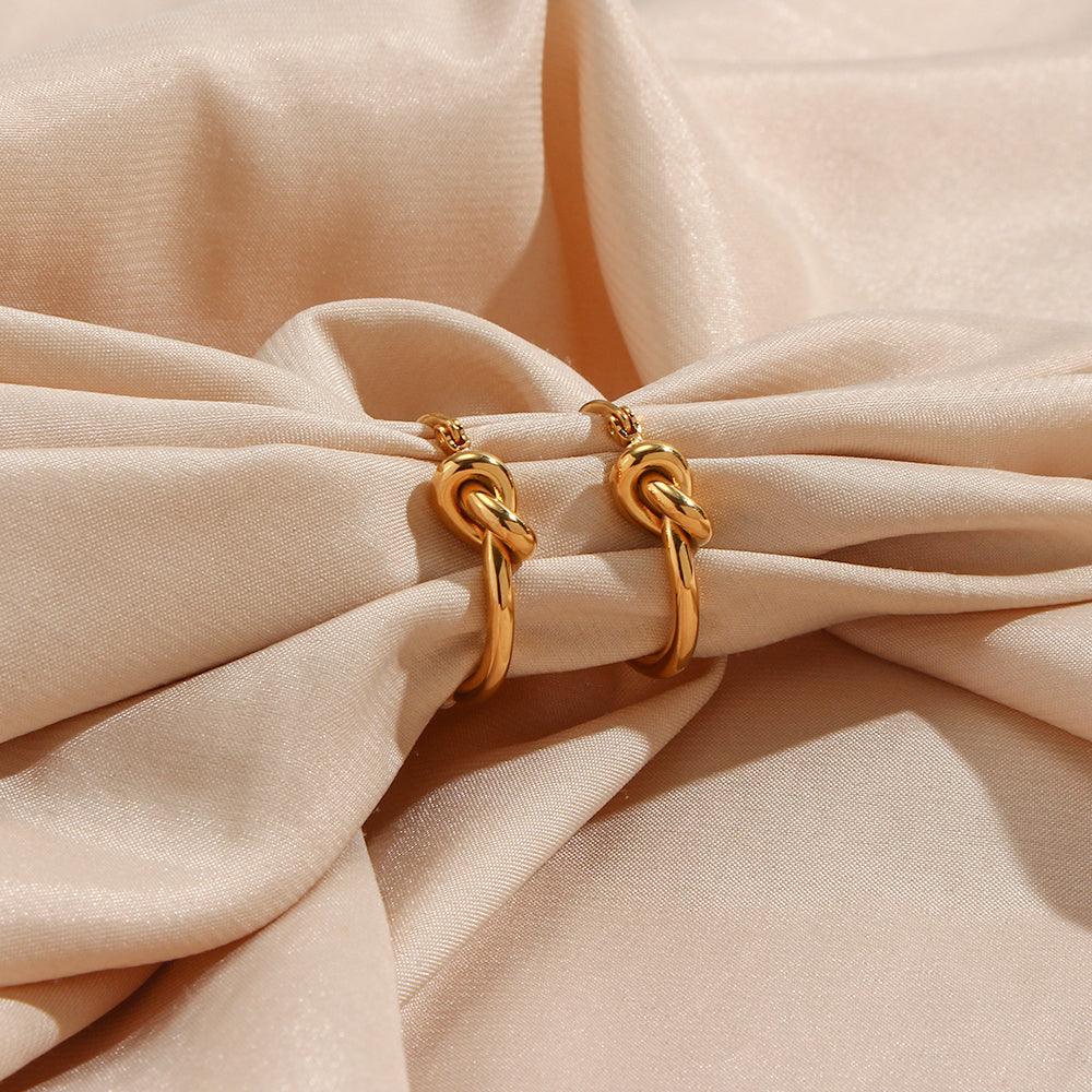 Blake Knot Hoop Earrings / 18K Gold Plated - Nina Kane Jewellery