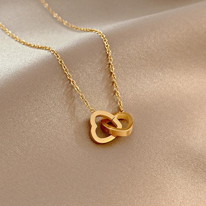 Ophelia Linked Hearts Necklace / Stainless Steel - Nina Kane Jewellery
