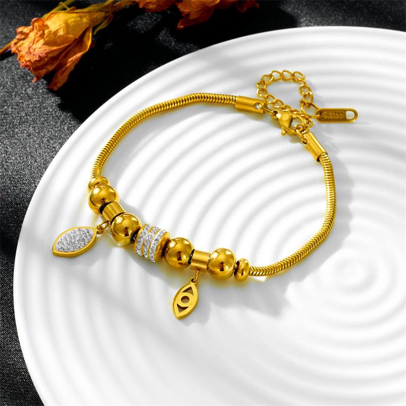 Yasmin Evil Eye Charm Bracelet / 18K Gold Plated - Nina Kane Jewellery