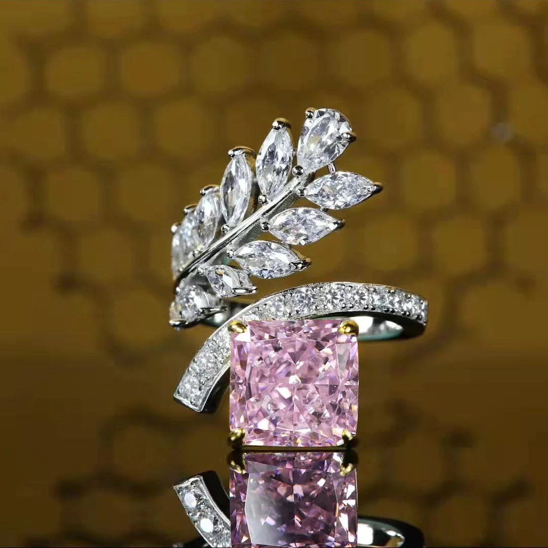 Louella Royal Leaf Diamond Rings / 925 Sterling Silver - Nina Kane Jewellery