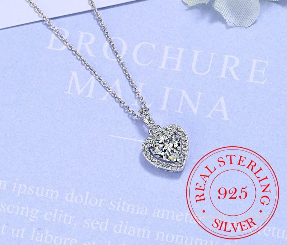 Selene Luxury Heart Shaped Necklace / 925 Sterling Silver - Nina Kane Jewellery