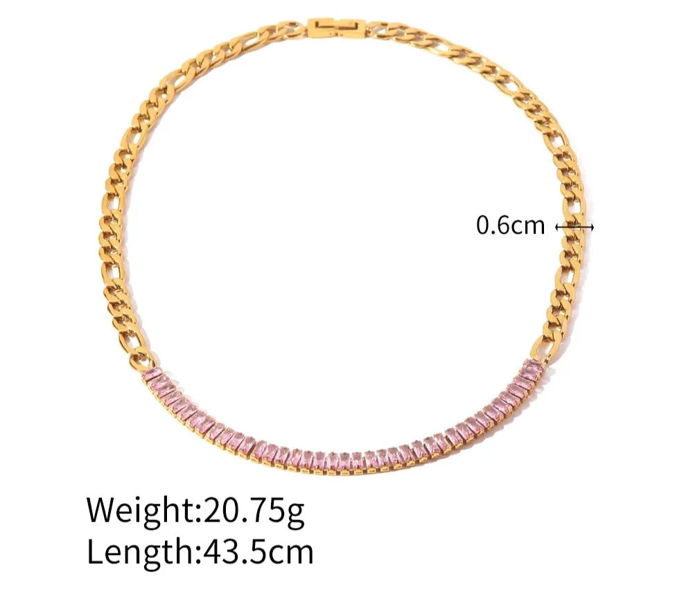 Nina Pink Zircon Necklace / 18K Gold Plated - Nina Kane Jewellery