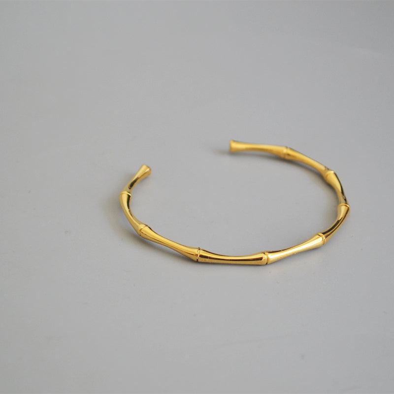 Amina Bamboo Joint Bangle / Stainless Steel - Nina Kane Jewellery