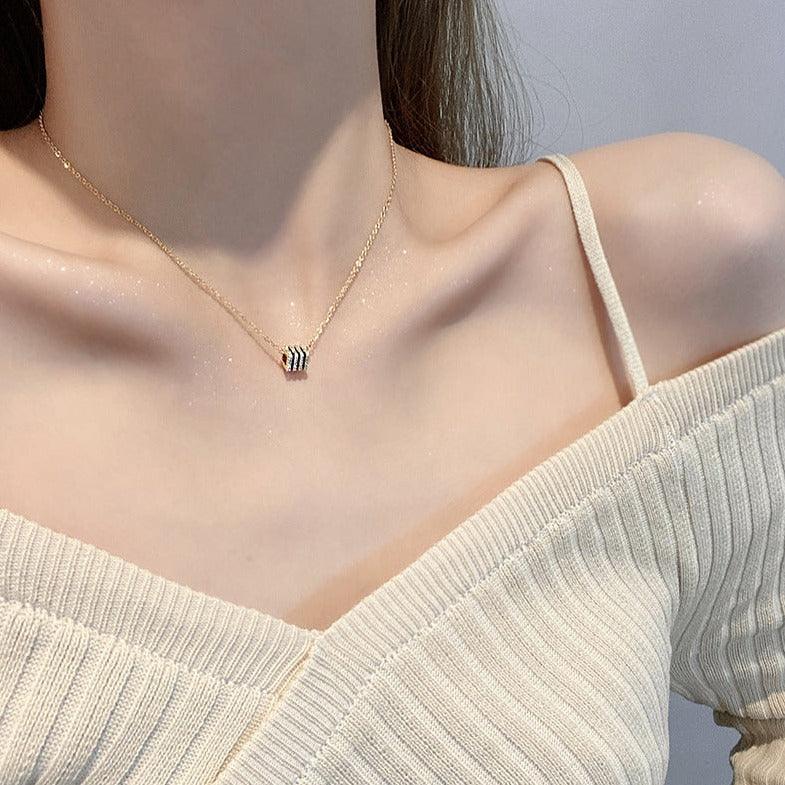 Astrid Geometric Cube Necklace / Stainless Steel - Nina Kane Jewellery