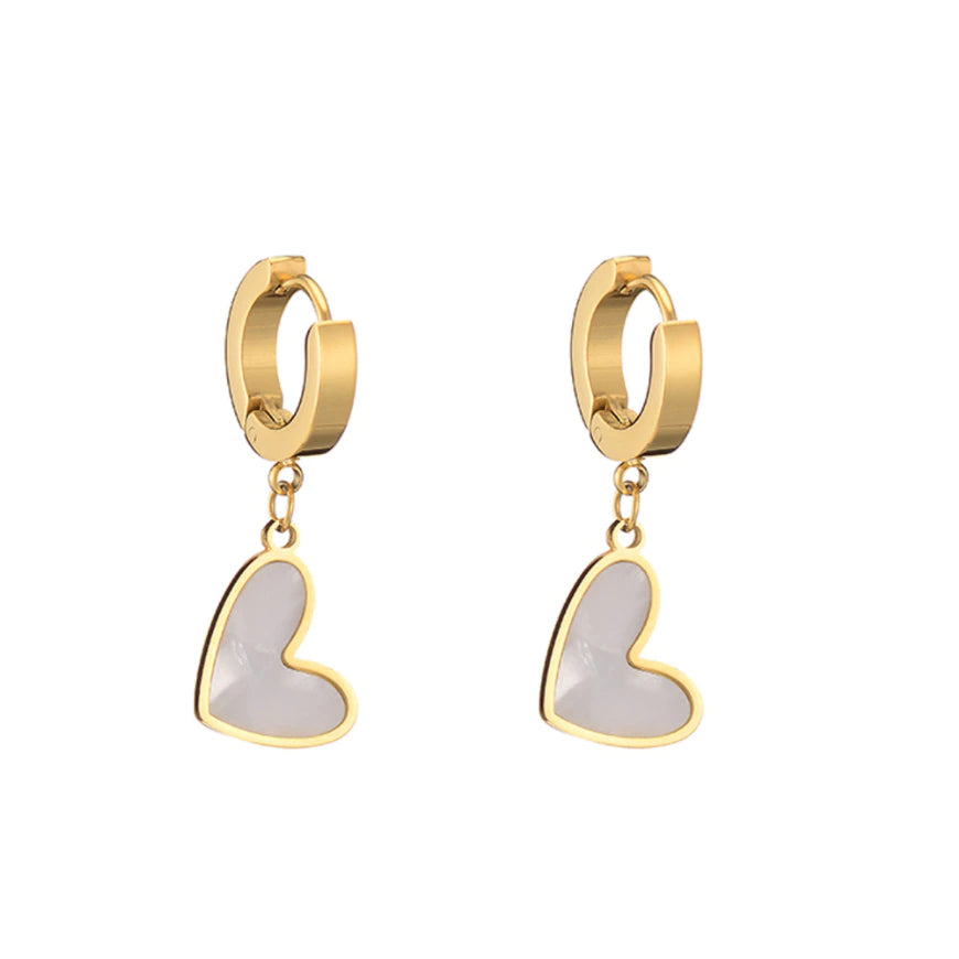 Scarlett Heart Shaped Hoop Earrings / Stainless Steel - Nina Kane Jewellery