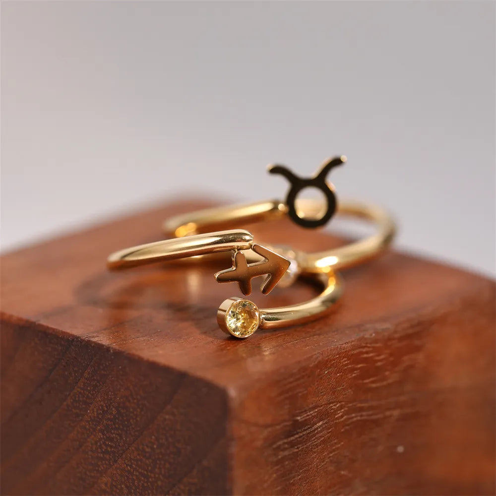 Star Sign & Birth Stone Rings / 18K Gold Plated - Nina Kane Jewellery