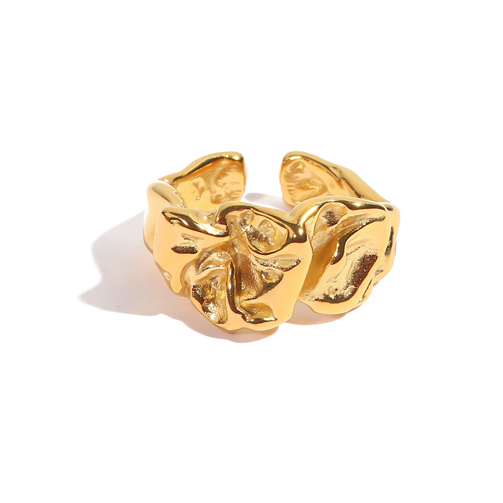 Milla Crumpled Chunky Ring / 18K Gold Plated - Nina Kane Jewellery