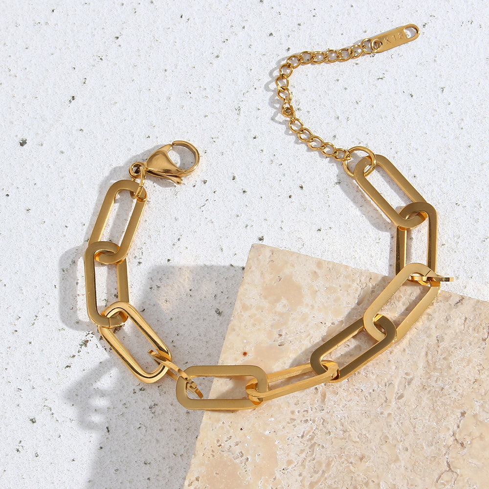 Aurora Minimalist Clip Chain Bracelet / 18K Gold Plated - Nina Kane Jewellery