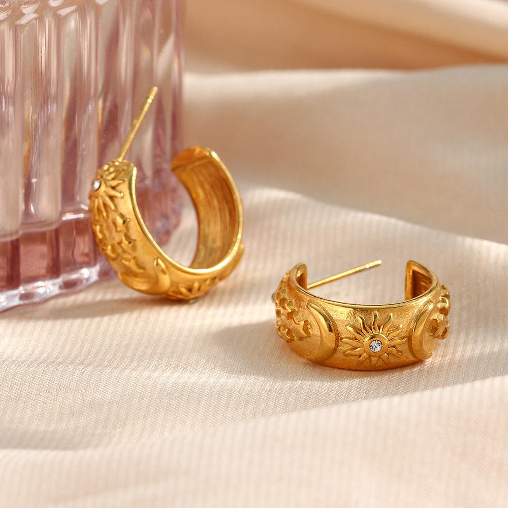 Jordan Celestial Hoop Earrings / Stainless Steel - Nina Kane Jewellery
