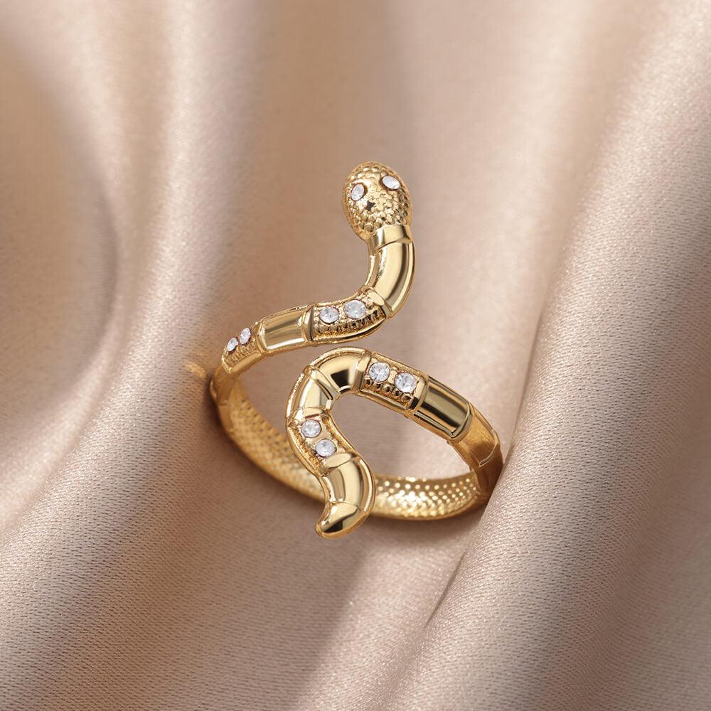Wendy Crystal Snake Rings / Stainless Steel - Nina Kane Jewellery