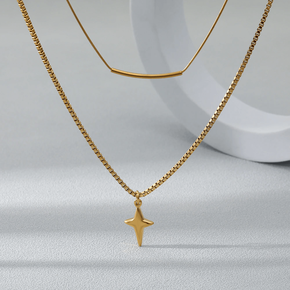 Lianna Star Double Chain / 18K Gold Plated - Nina Kane Jewellery