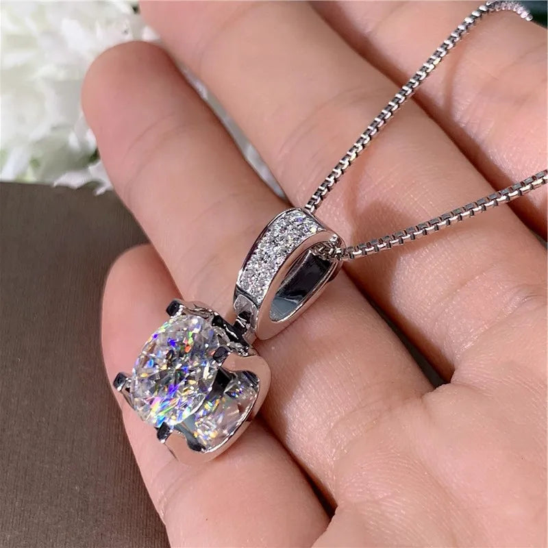 Rosalie Square Diamond Necklace / 925 Silver Plated - Nina Kane Jewellery