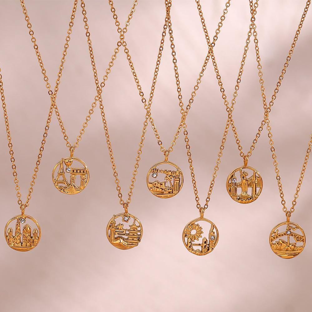 The Famous City's Pendants / 18K Gold Plated - Nina Kane Jewellery