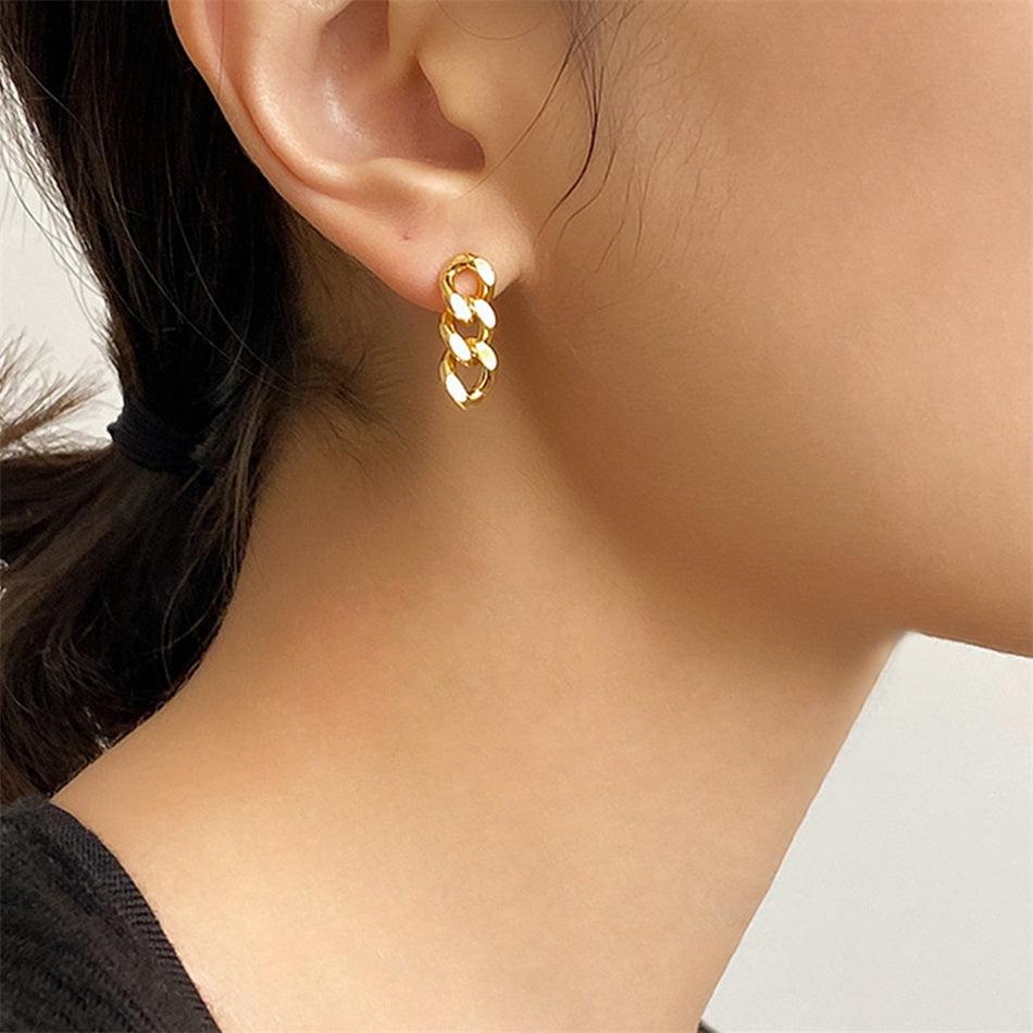 Marcia Cuban Link Drop Earrings / Stainless Steel - Nina Kane Jewellery