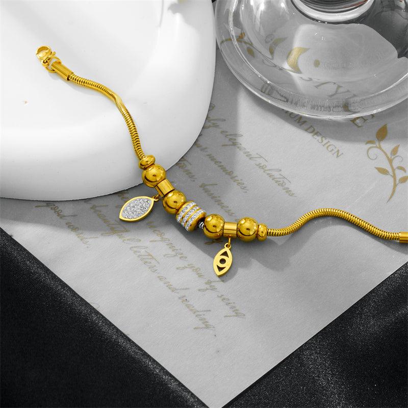 Yasmin Evil Eye Charm Bracelet / 18K Gold Plated - Nina Kane Jewellery