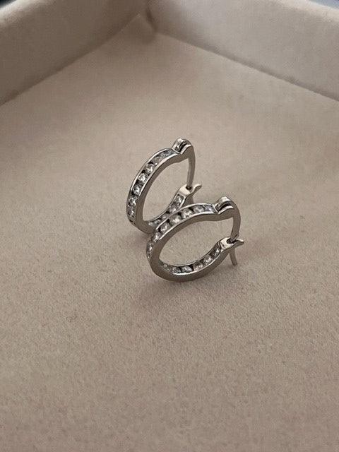 Leona Diamond Zircon Hoops / 925 Sterling Silver - Nina Kane Jewellery