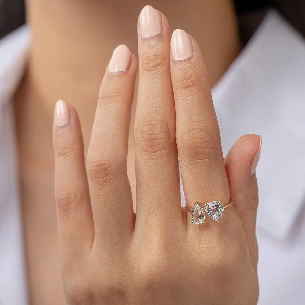 Esme Two Stone Adjustable Ring / 925 Sterling Silver - Nina Kane Jewellery