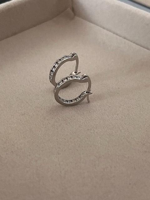 Leona Diamond Zircon Hoops / 925 Sterling Silver - Nina Kane Jewellery