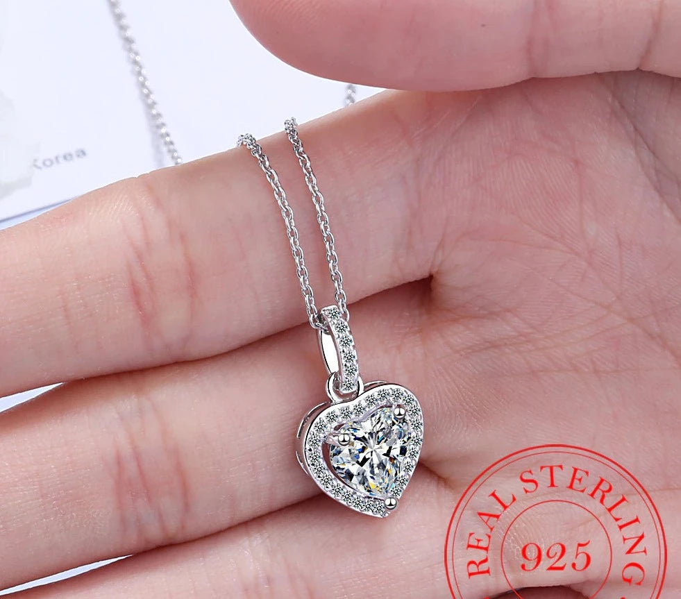 Selene Luxury Heart Shaped Necklace / 925 Sterling Silver - Nina Kane Jewellery