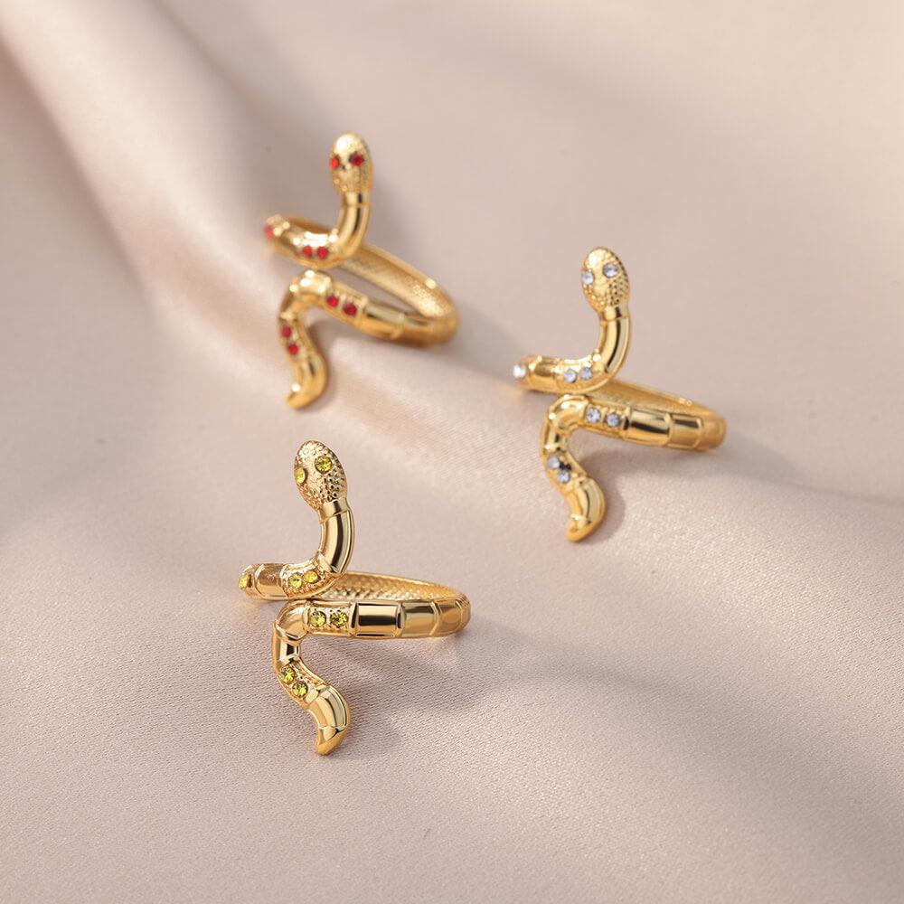 Wendy Crystal Snake Rings / Stainless Steel - Nina Kane Jewellery