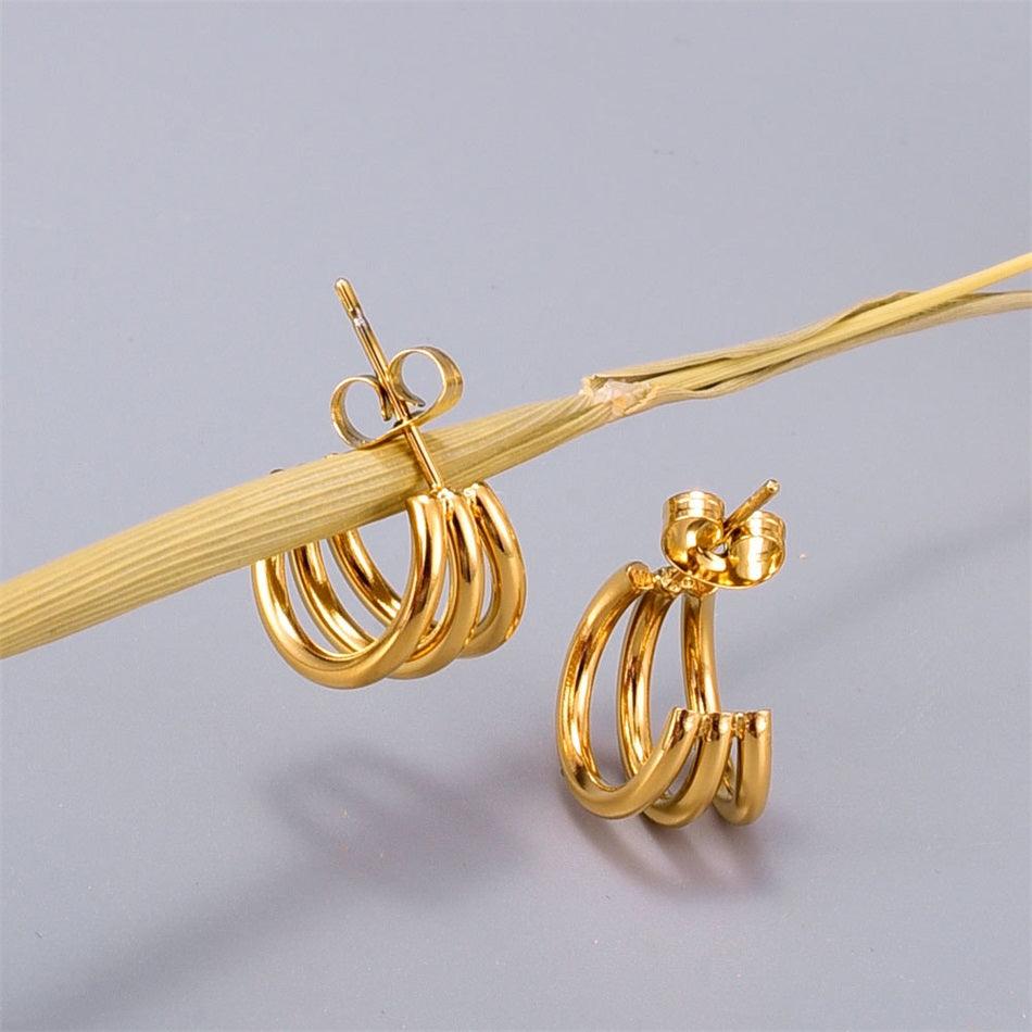 Holly Triple Hoop Earrings / Stainless Steel - Nina Kane Jewellery
