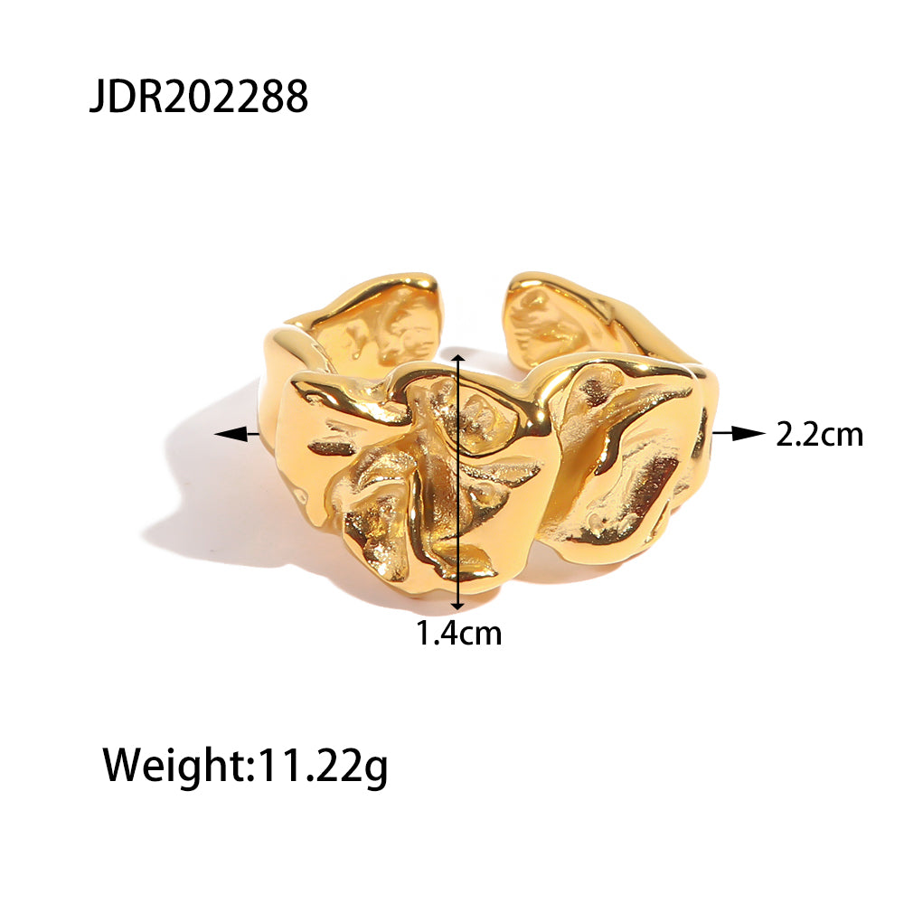 Milla Crumpled Chunky Ring / 18K Gold Plated - Nina Kane Jewellery