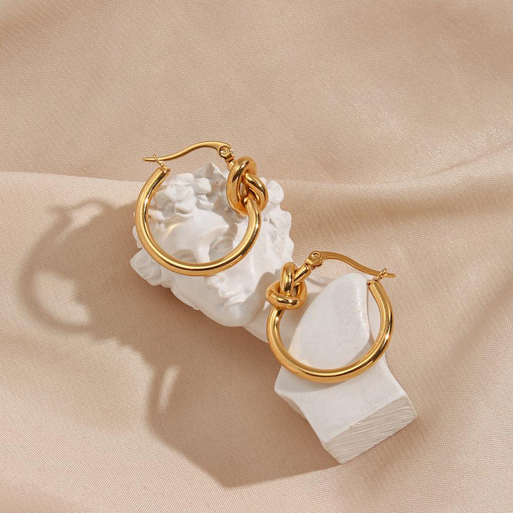 Blake Knot Hoop Earrings / 18K Gold Plated - Nina Kane Jewellery