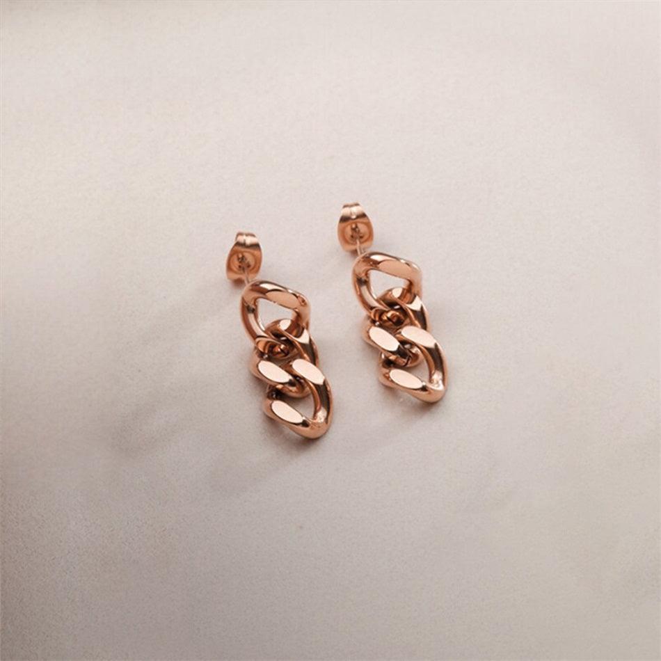 Marcia Cuban Link Drop Earrings / Stainless Steel - Nina Kane Jewellery