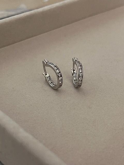 Leona Diamond Zircon Hoops / 925 Sterling Silver - Nina Kane Jewellery