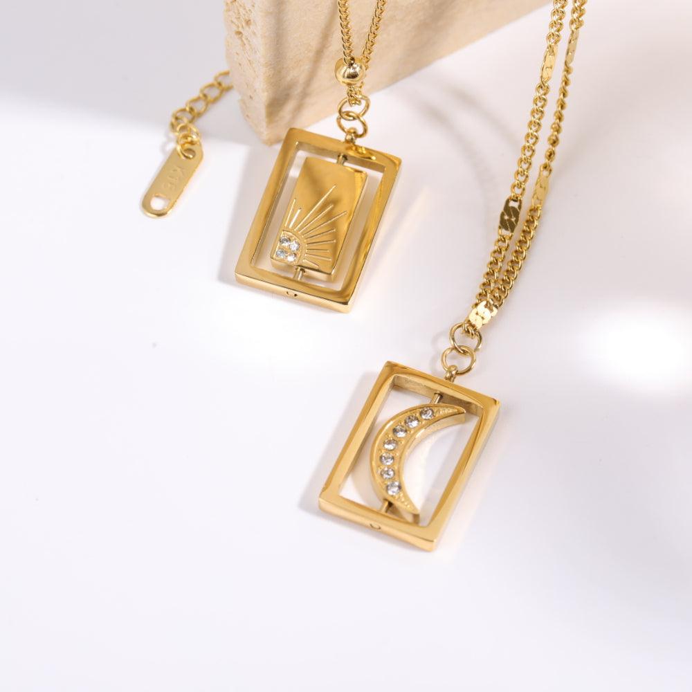 Harlow Rotating Moon & Sun Pendants / 18K Gold Plated - Nina Kane Jewellery