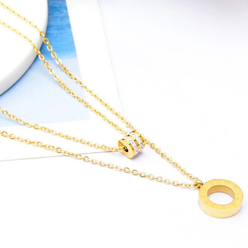 Emmeline Double Pendant Necklace / Stainless Steel - Nina Kane Jewellery