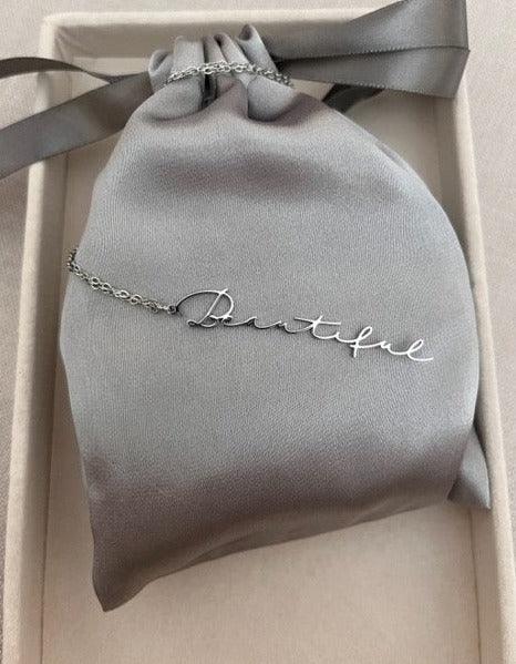 Mirabel "Beautiful" Engraved Pendant / Stainless Steel - Nina Kane Jewellery