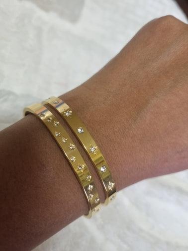 Tamara Star Studded Bangle / 18K God Plated - Nina Kane Jewellery