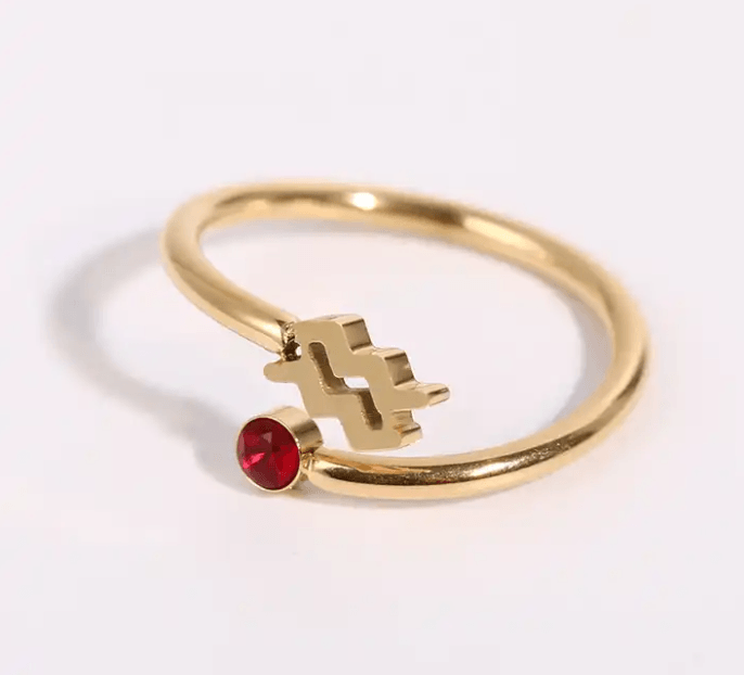 Star Sign & Birth Stone Rings / 18K Gold Plated - Nina Kane Jewellery