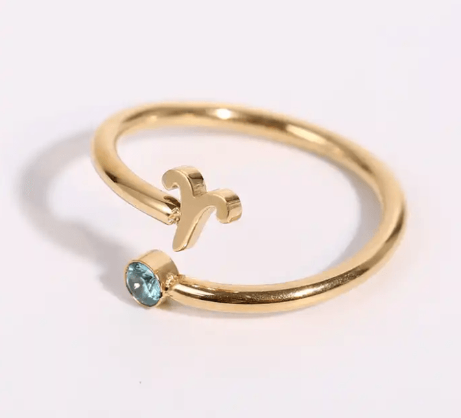 Star Sign & Birth Stone Rings / 18K Gold Plated - Nina Kane Jewellery