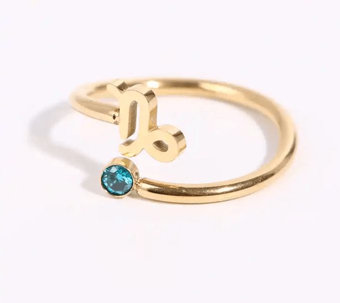 Star Sign & Birth Stone Rings / 18K Gold Plated - Nina Kane Jewellery